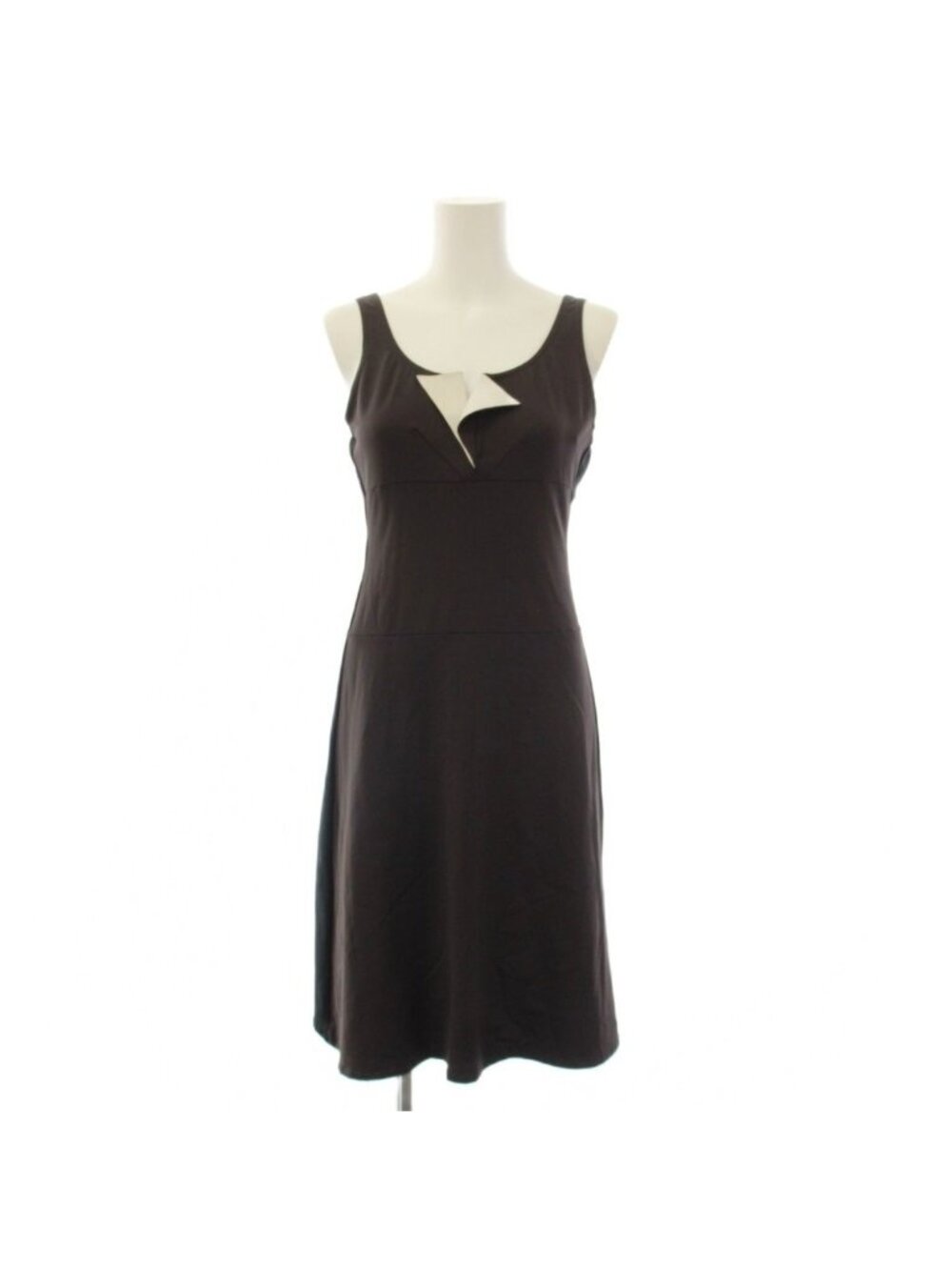 Chanel CC Logo Dress Knee-Length Sleeveless 03C Brown 34